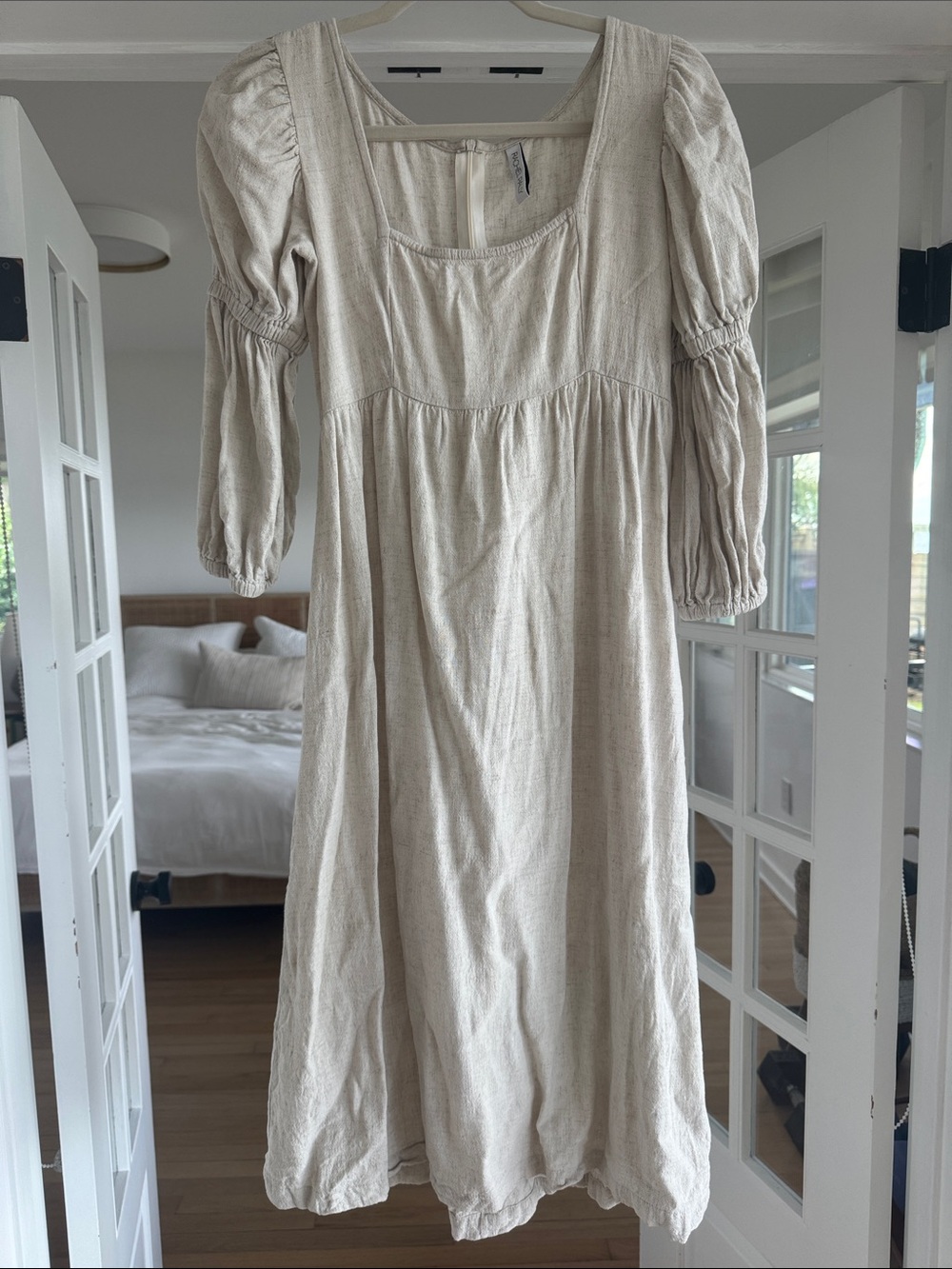 Rachel Pally Women's Cream Linen Square-Neck Midi Dress